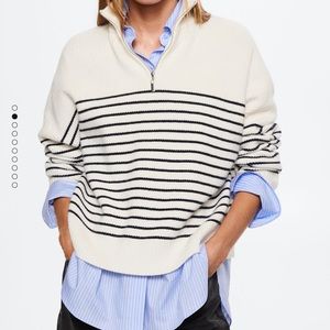 Mango half zip striped sweater